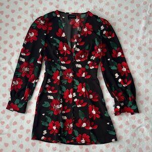 Black Urban Outfitters Dress with Red Floral Design